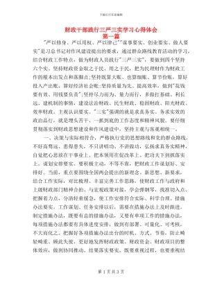 财政干部践行三严三实学习心得体会