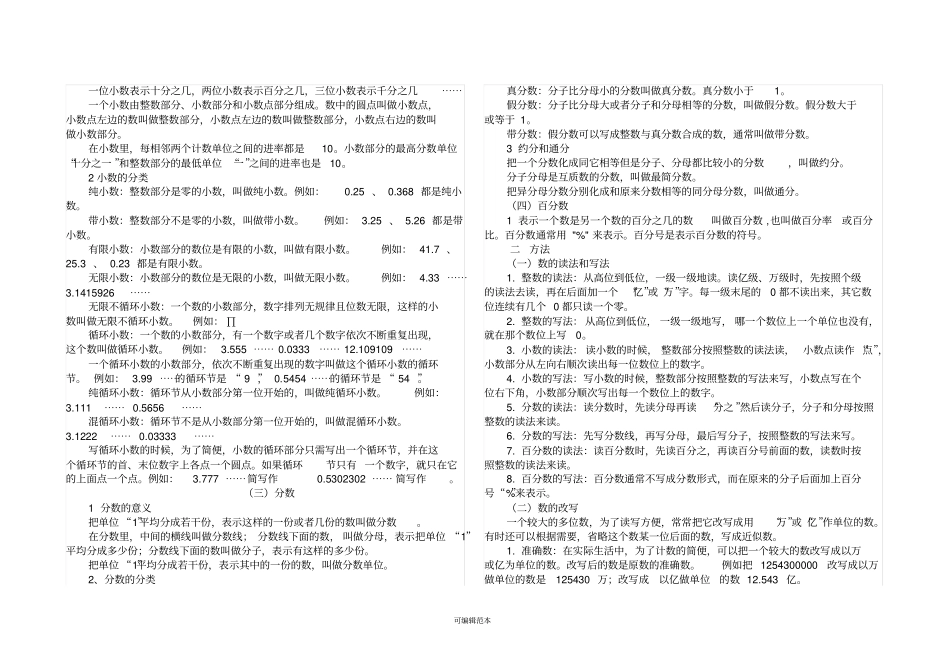 小学六年级数学总复习知识点归纳92789_第3页