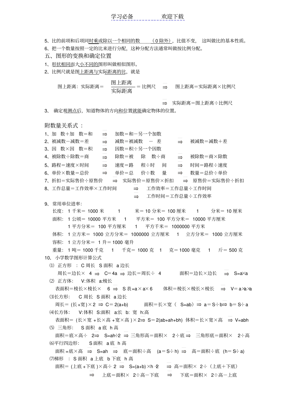 小学六年级数学概念和公式大全_第2页