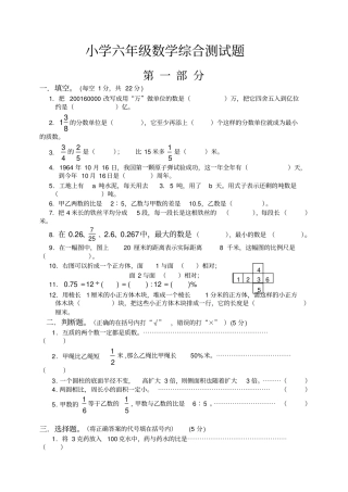 小学六年级数学综合测试题