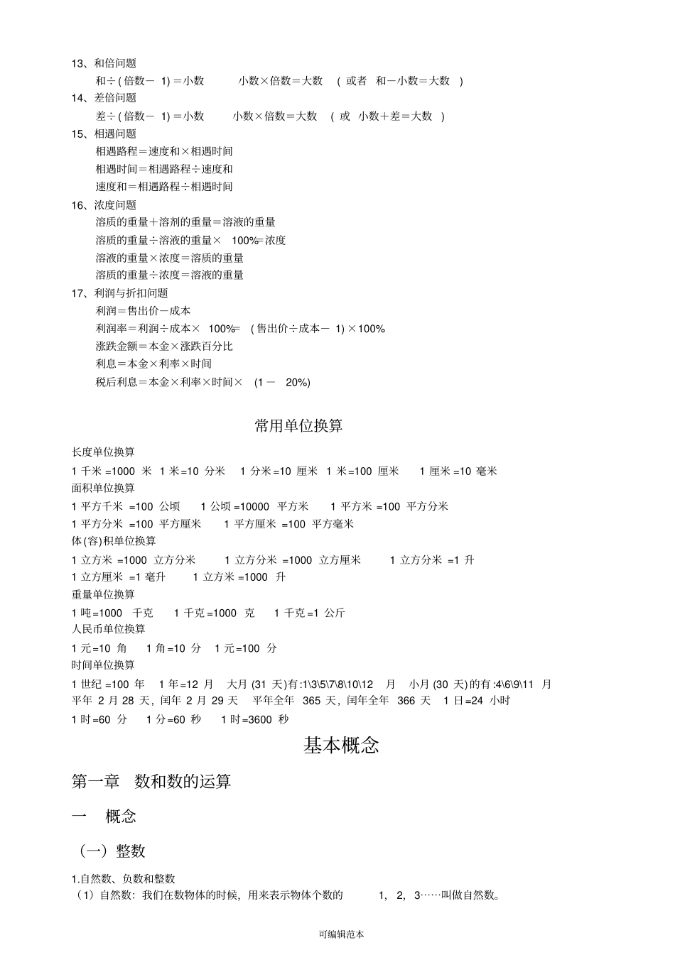 小学六年级数学知识点总复习资料_第2页