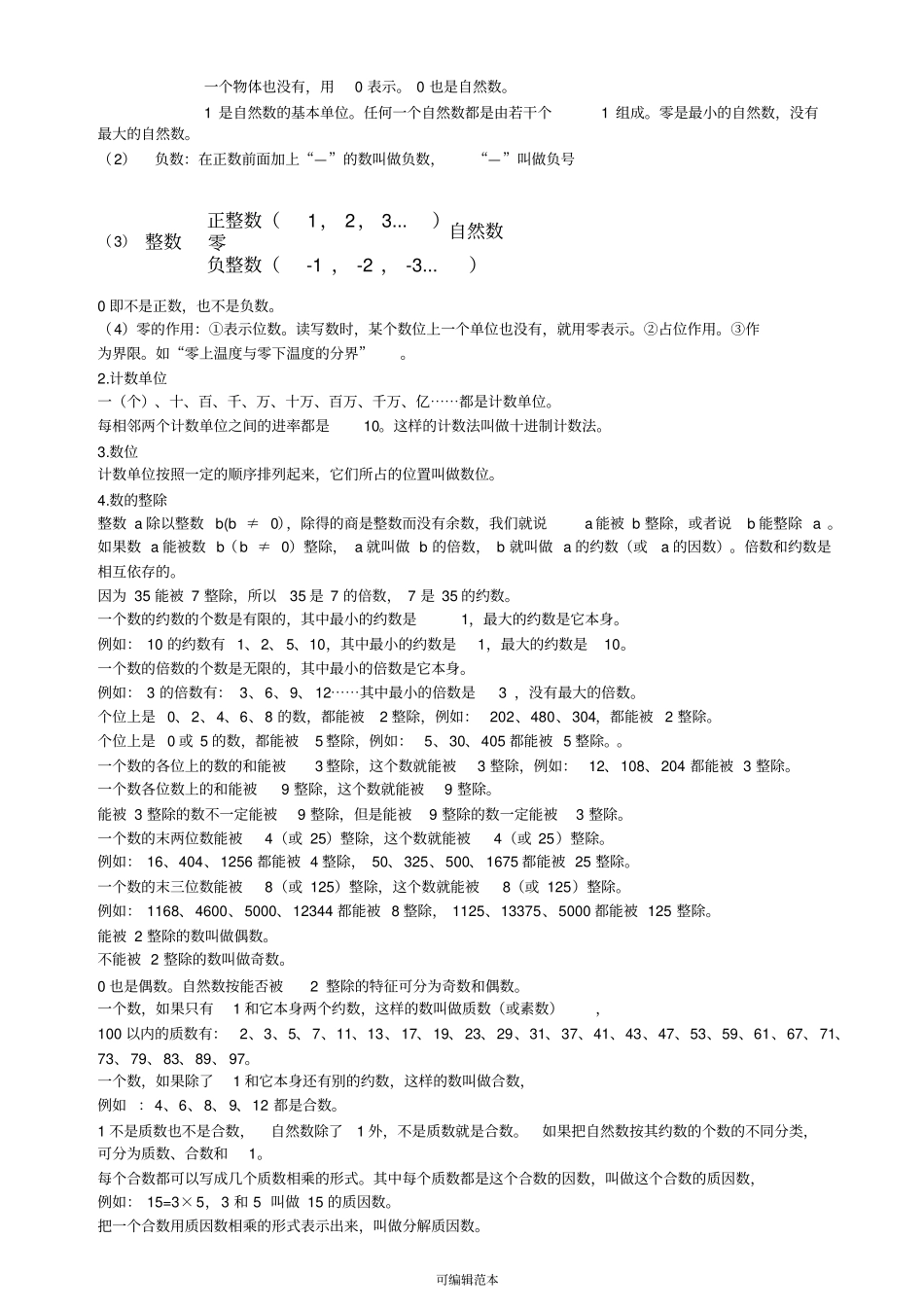 小学六年级数学知识点总复习资料_第3页
