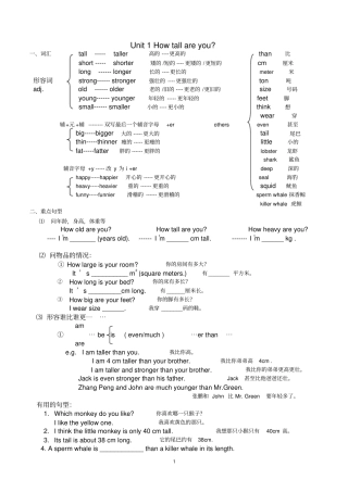 小学六年级英语下册知识点归纳及练习