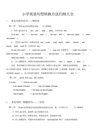 小学六年级英语句型转换方法归纳大全