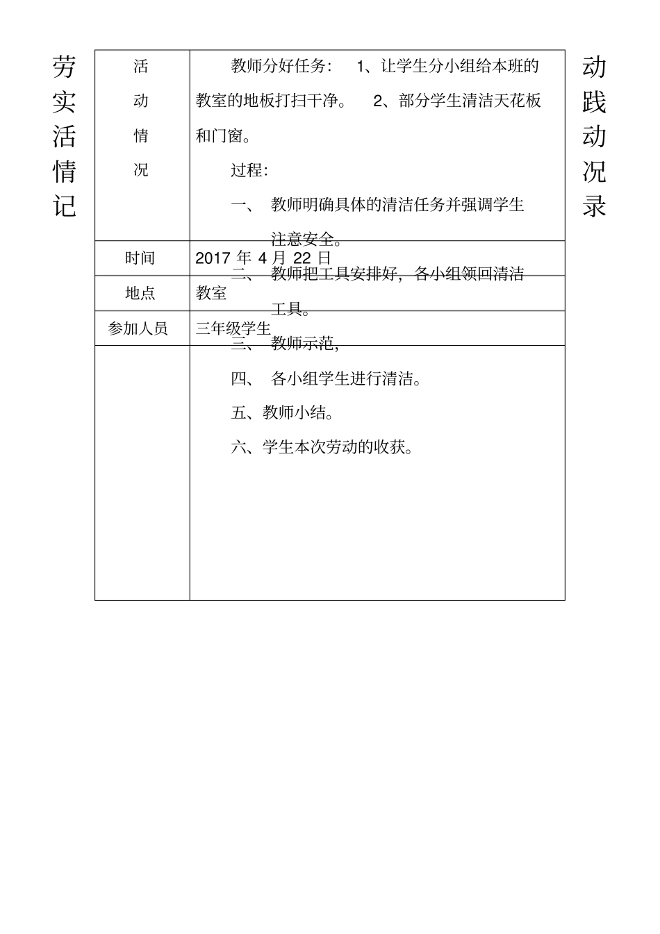 小学劳动实践记录表_第2页