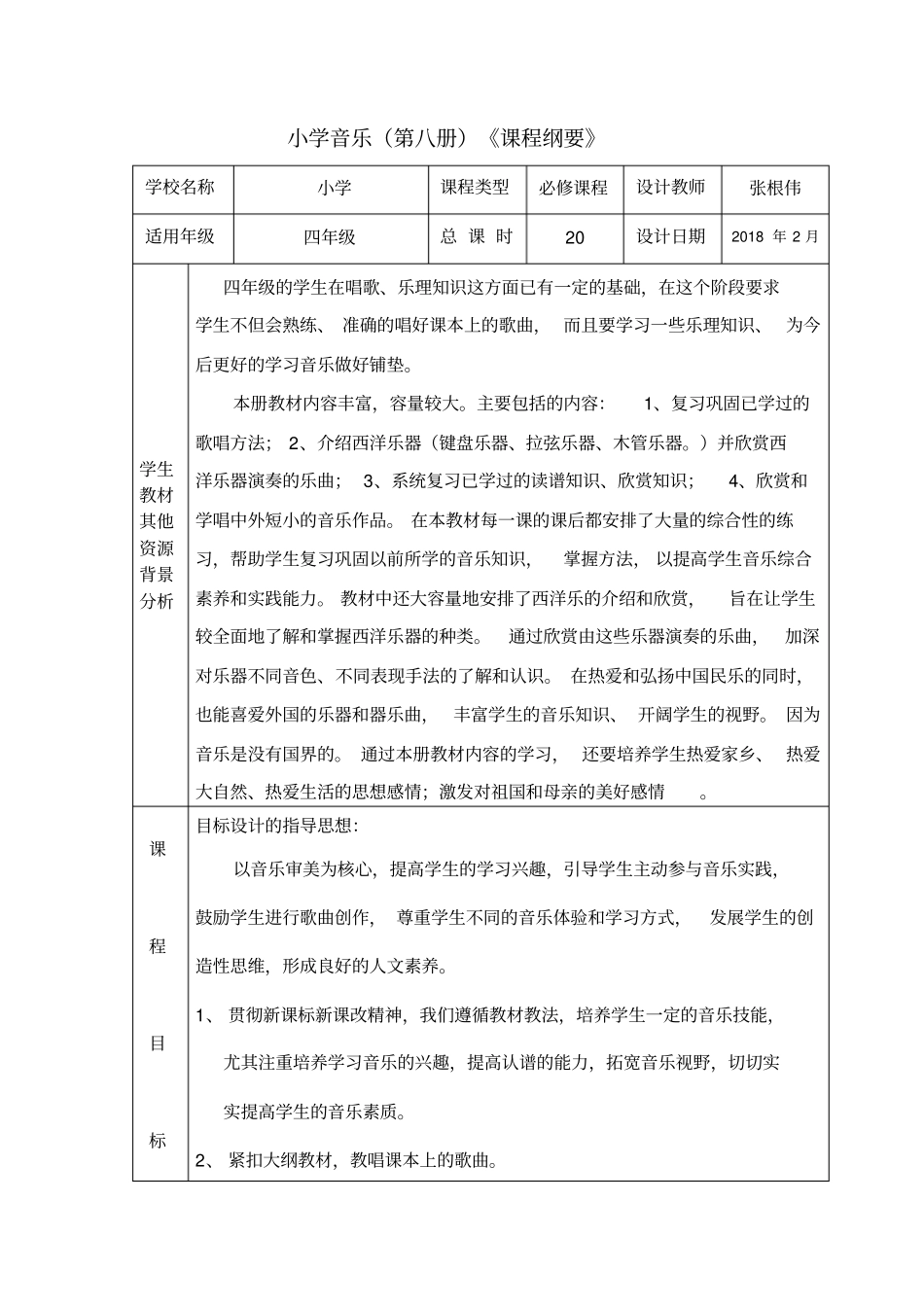小学四年级下册音乐课程纲要_第2页