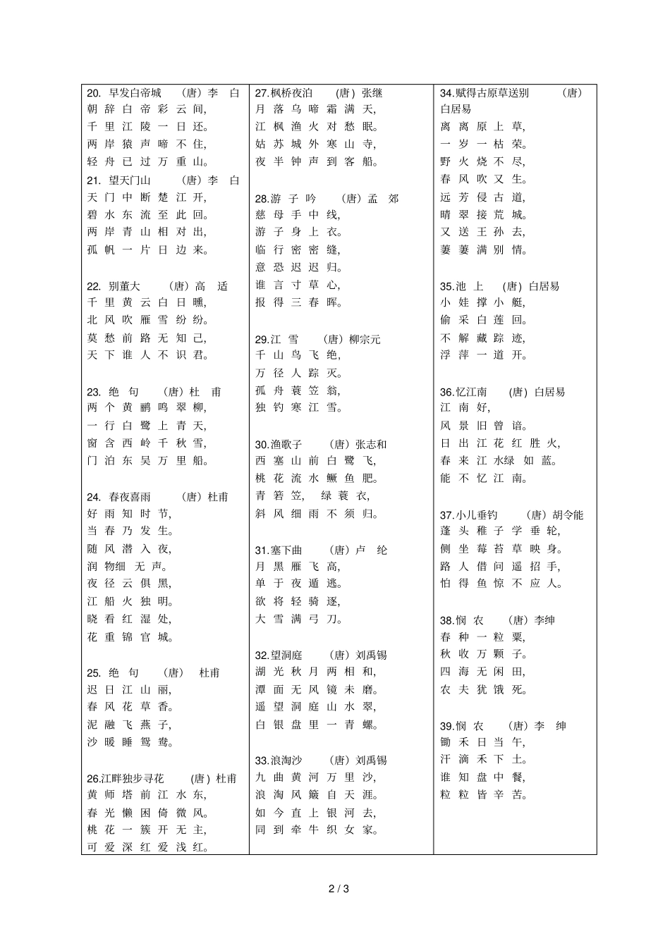 小学四级必背古诗55首_第2页