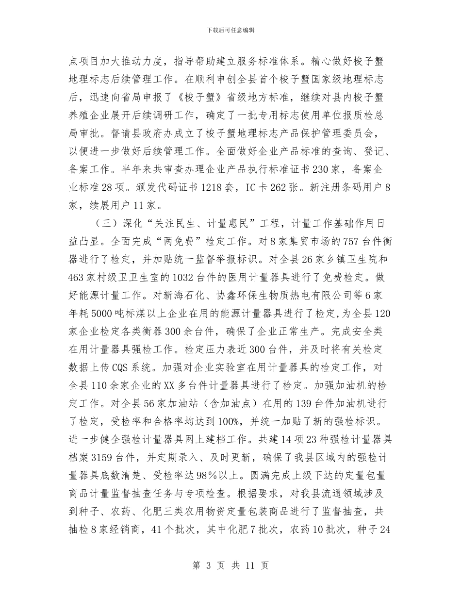 质监2024年半年工作总结与质监分局2024年度工作总结汇编_第3页