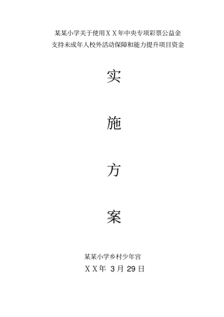 小学少年宫资金设施方案