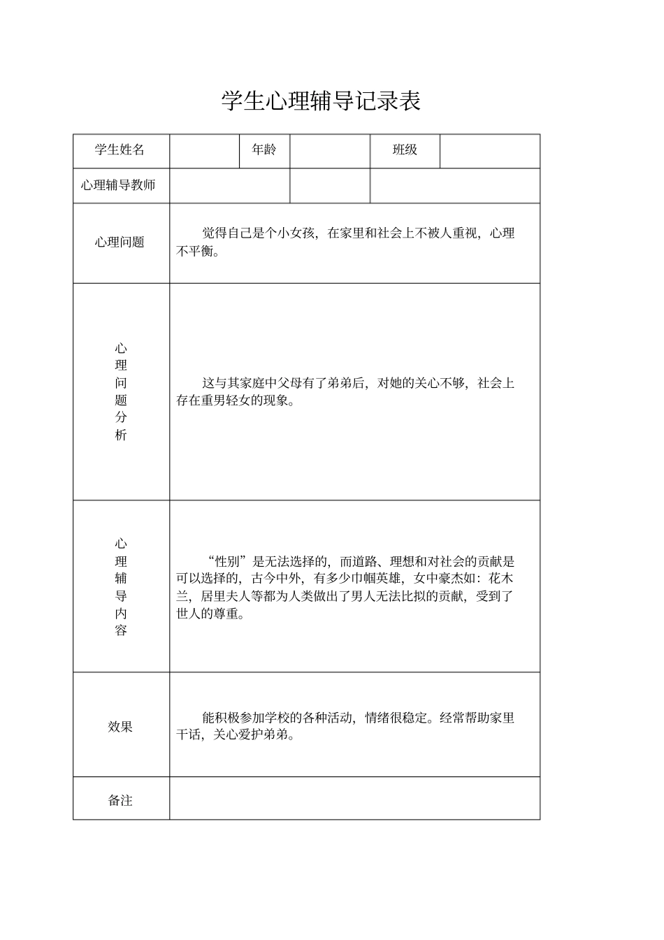 小学心理咨询心理疏导记录表_第3页