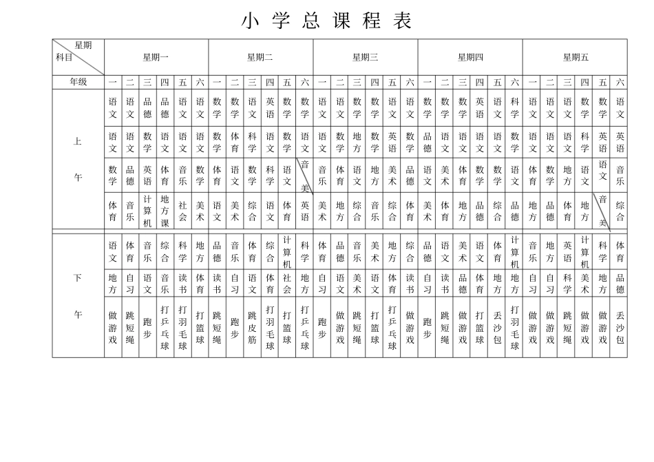 小学总课程表_第1页