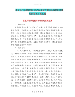 质监局作风建设深化年活动实施方案与质监局作风建设的整改方案汇编