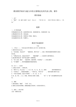小学教育教学知识与能力中的主要理论及其代表人物、著作