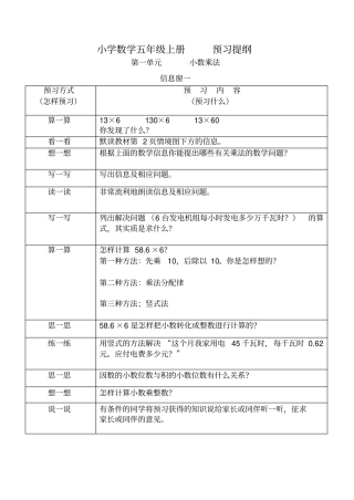 小学数学五年级上册_预习提纲