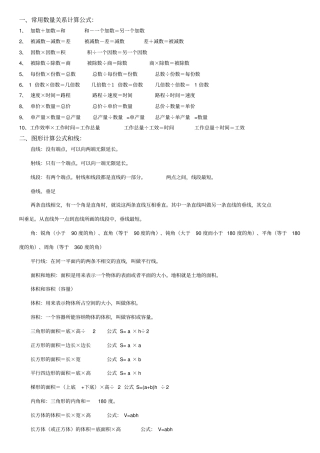 小学数学公式及知识点总结