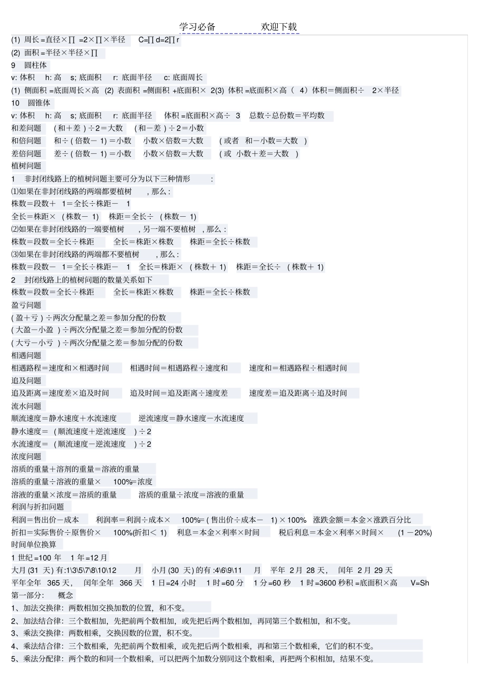 小学数学公式大全完全版_第2页