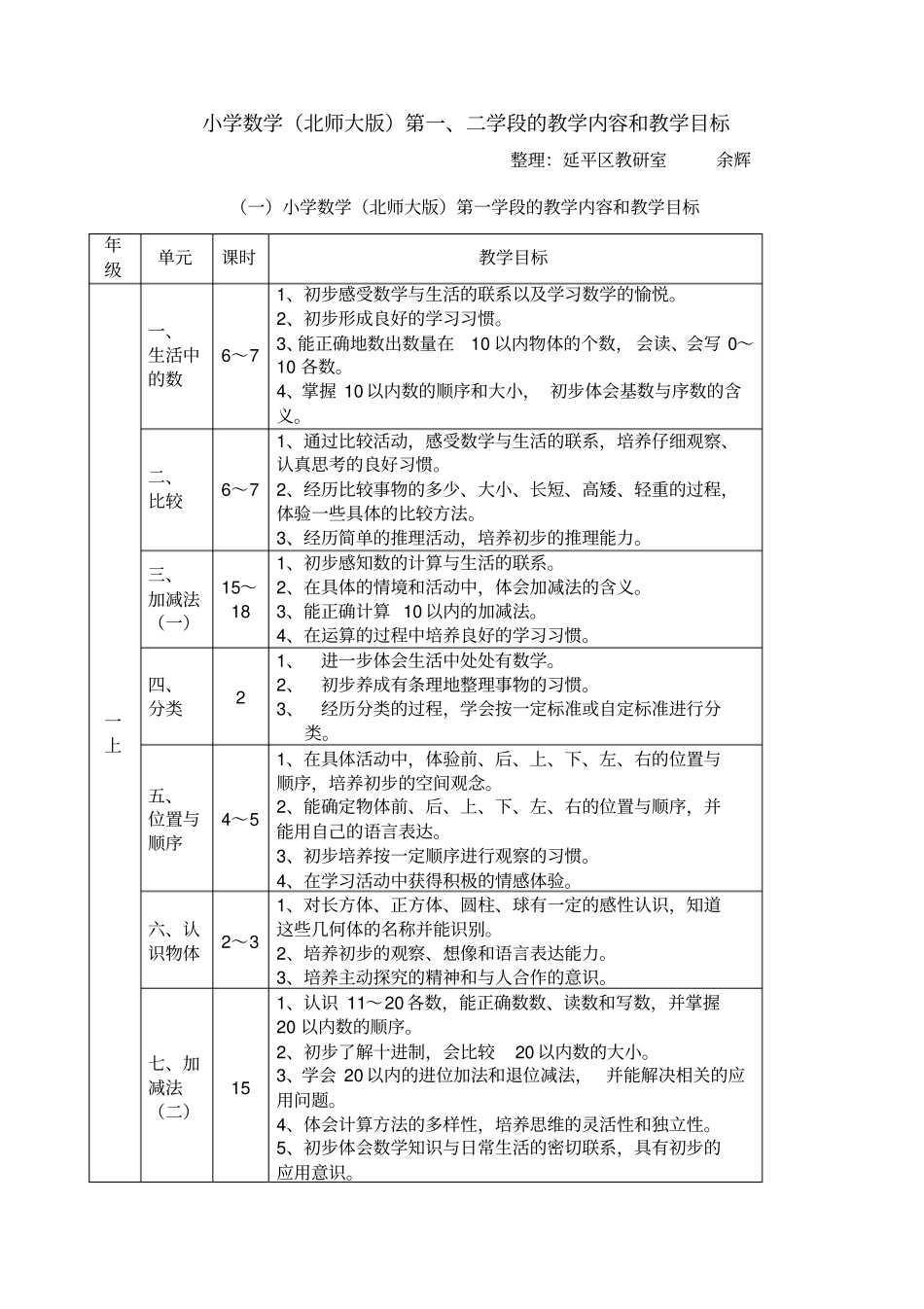小学数学北师大版第二学段的教学内容和教学目标_第1页
