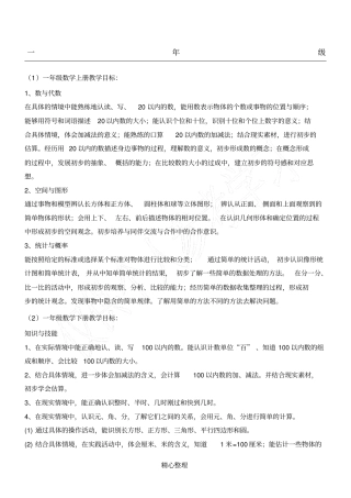 小学数学各年级教学目标