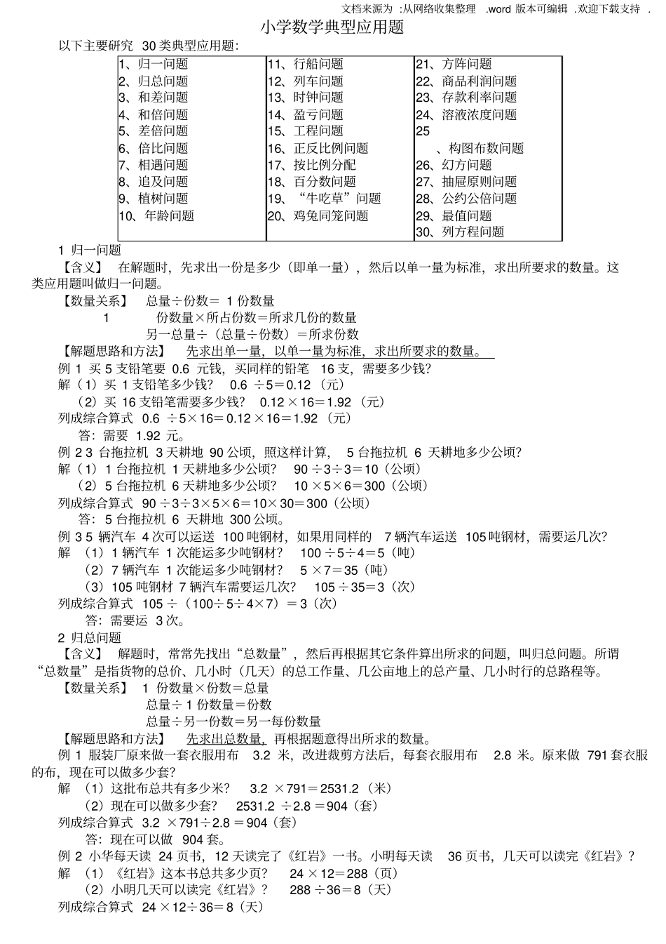 小学数学应用题大全太全了_第1页