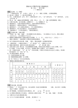 小学数学总复习基础知识