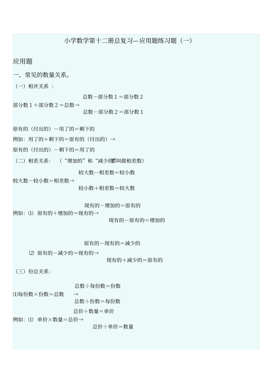 小学数学总复习应用题练习题_第1页