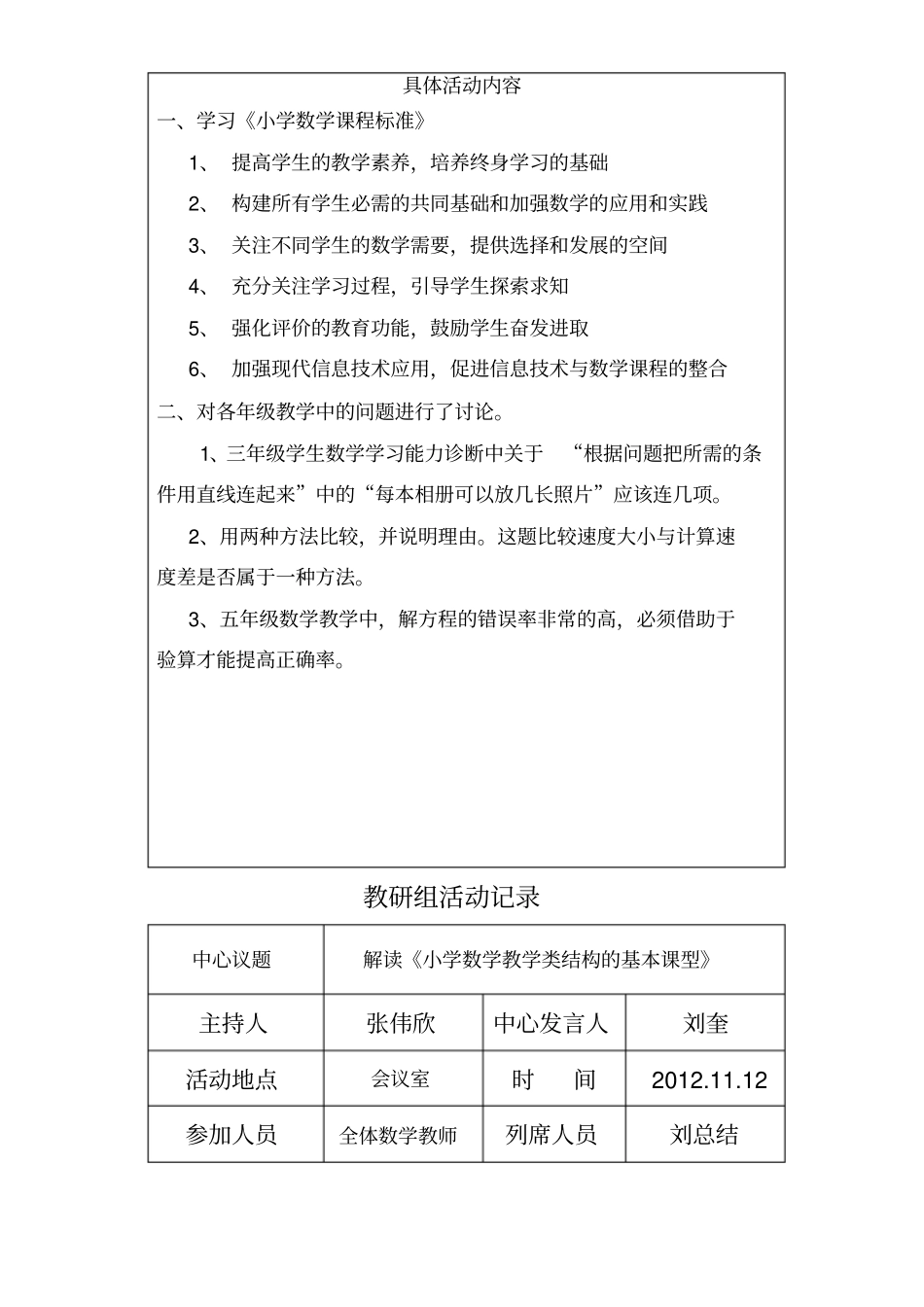 小学数学教研组活动记录内容_第3页