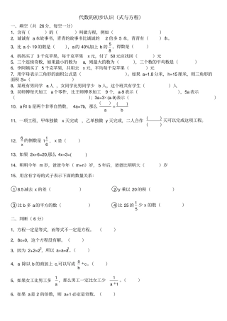 小学数学知识点式与方程