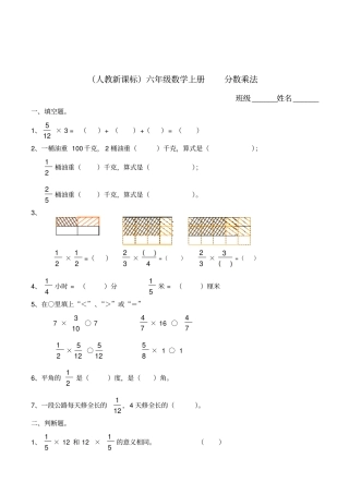 小学数学精编分数乘法练习题