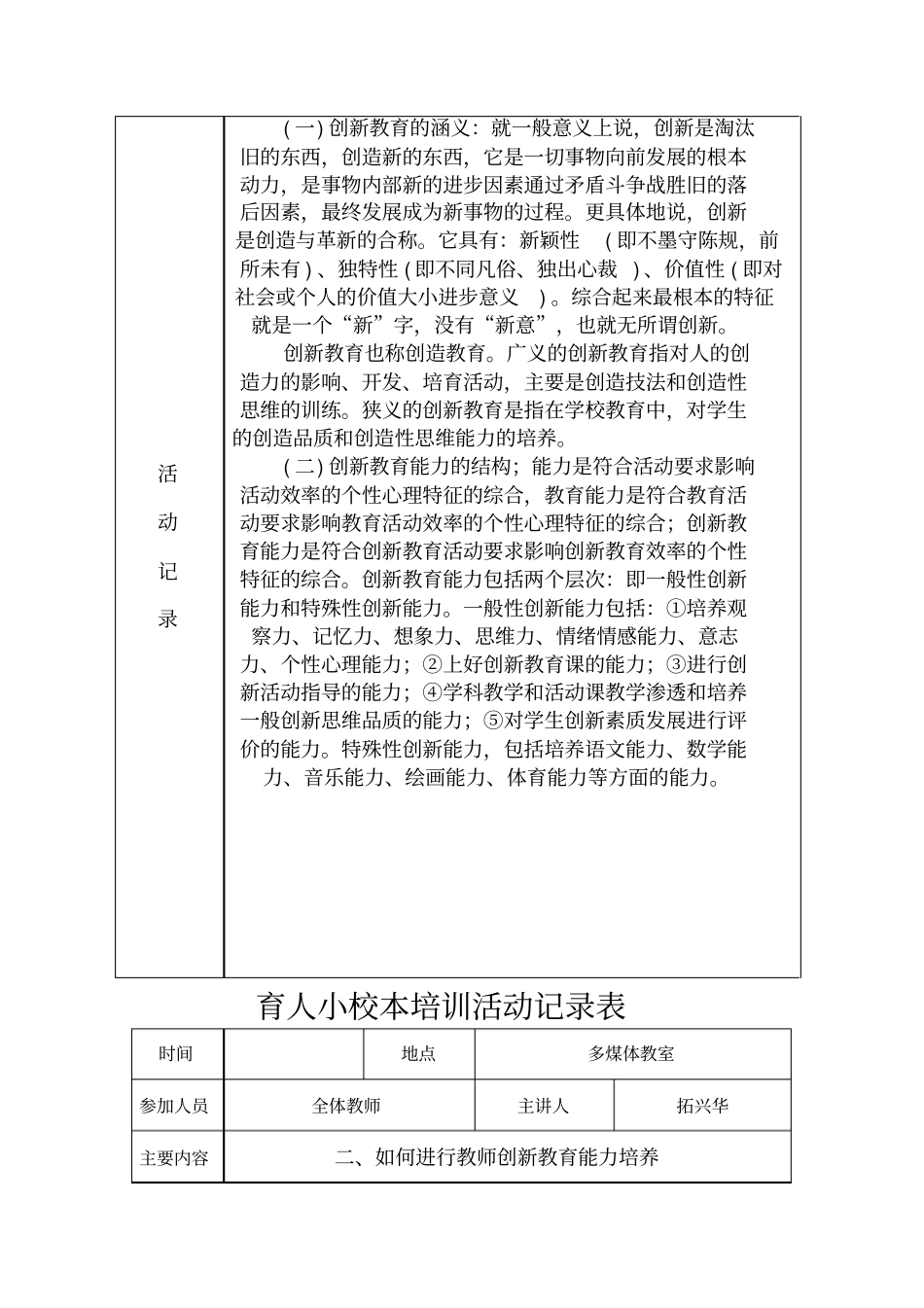 小学校本培训活动记录表1_第2页