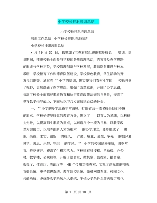 小学校长挂职培训总结