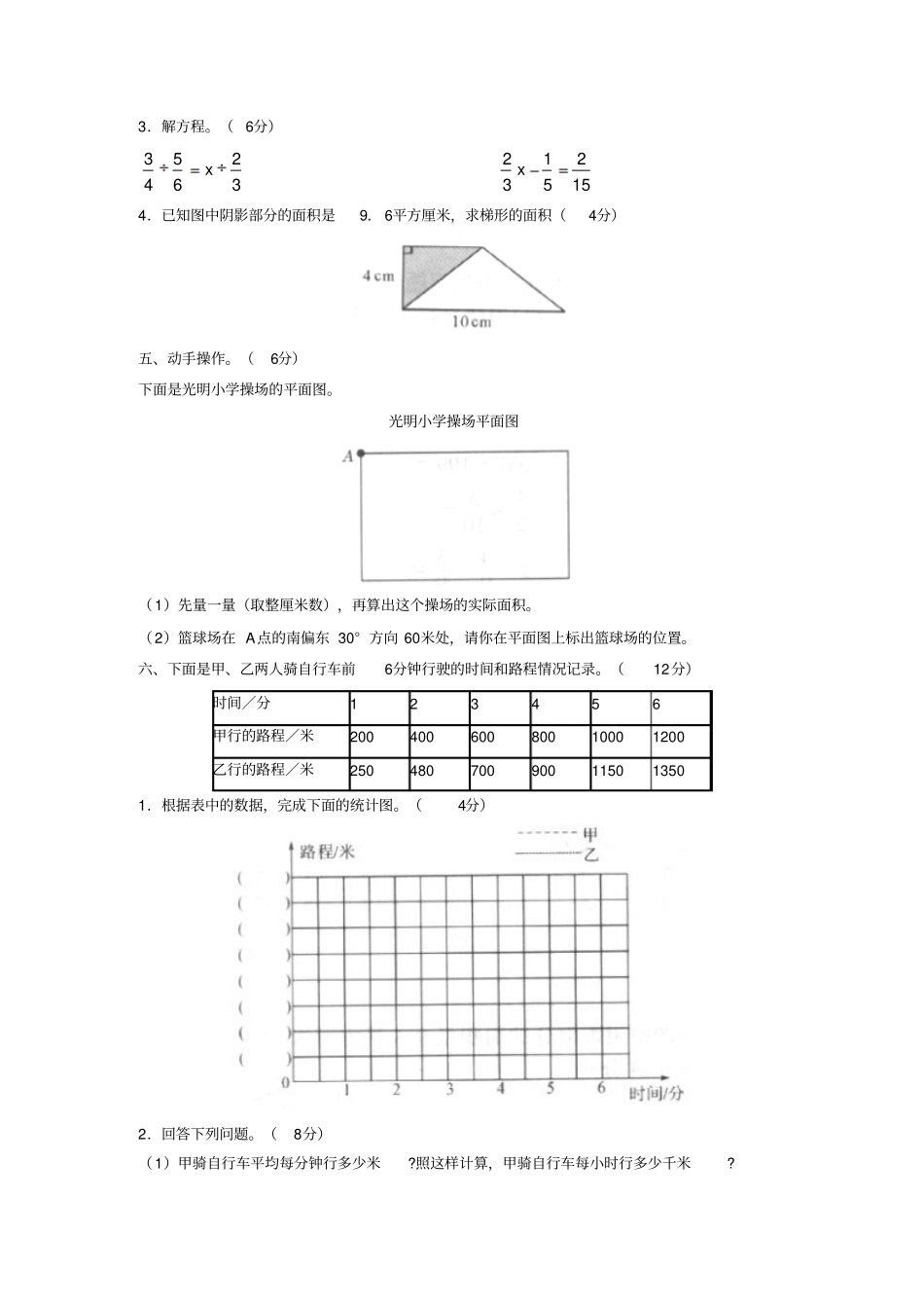小学毕业会考模拟试卷二含答案_第3页