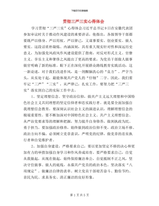 贯彻三严三实心得体会