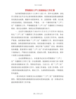 贯彻落实三严三实座谈会工作汇报