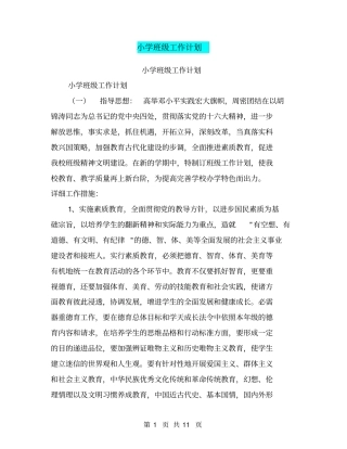 小学班级工作计划【可编辑版】