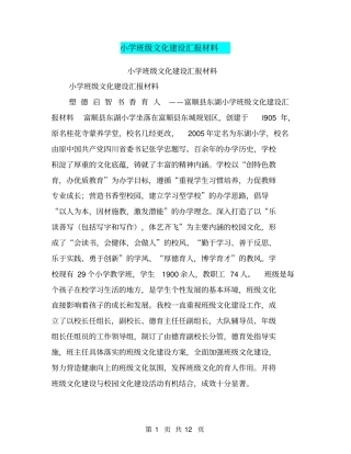 小学班级文化建设汇报材料【可编辑版】