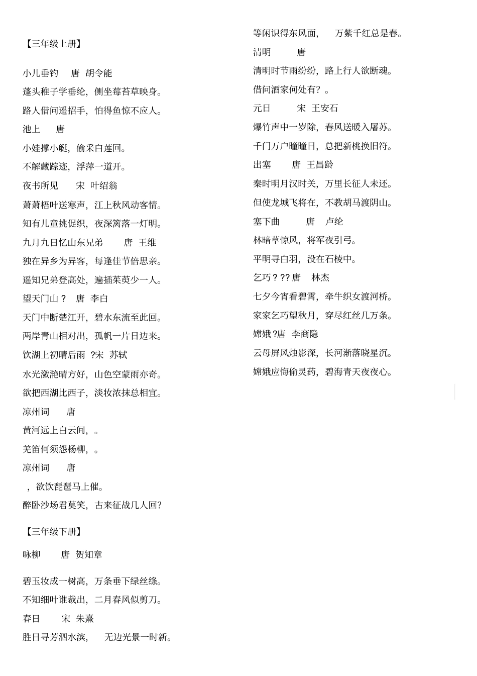 小学生6年级必背古诗词打印版_第3页