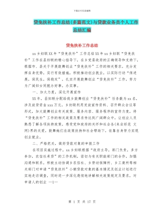 贷免扶补工作总结与贷款业务员个人工作总结汇编