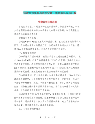 贷款公司年终总结与贷款工作总结怎么写汇编