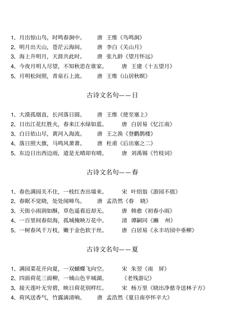 小学生古诗词名句分类选萃分析_第3页