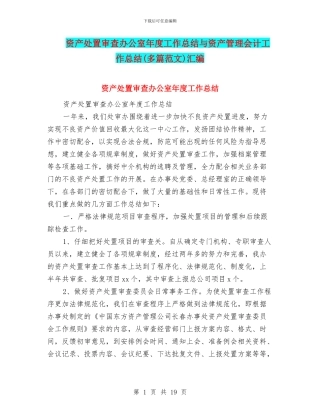 资产处置审查办公室年度工作总结与资产管理会计工作总结汇编