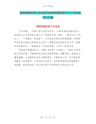 资深导游年度工作总结与资深导游年终个人工作总结范文汇编