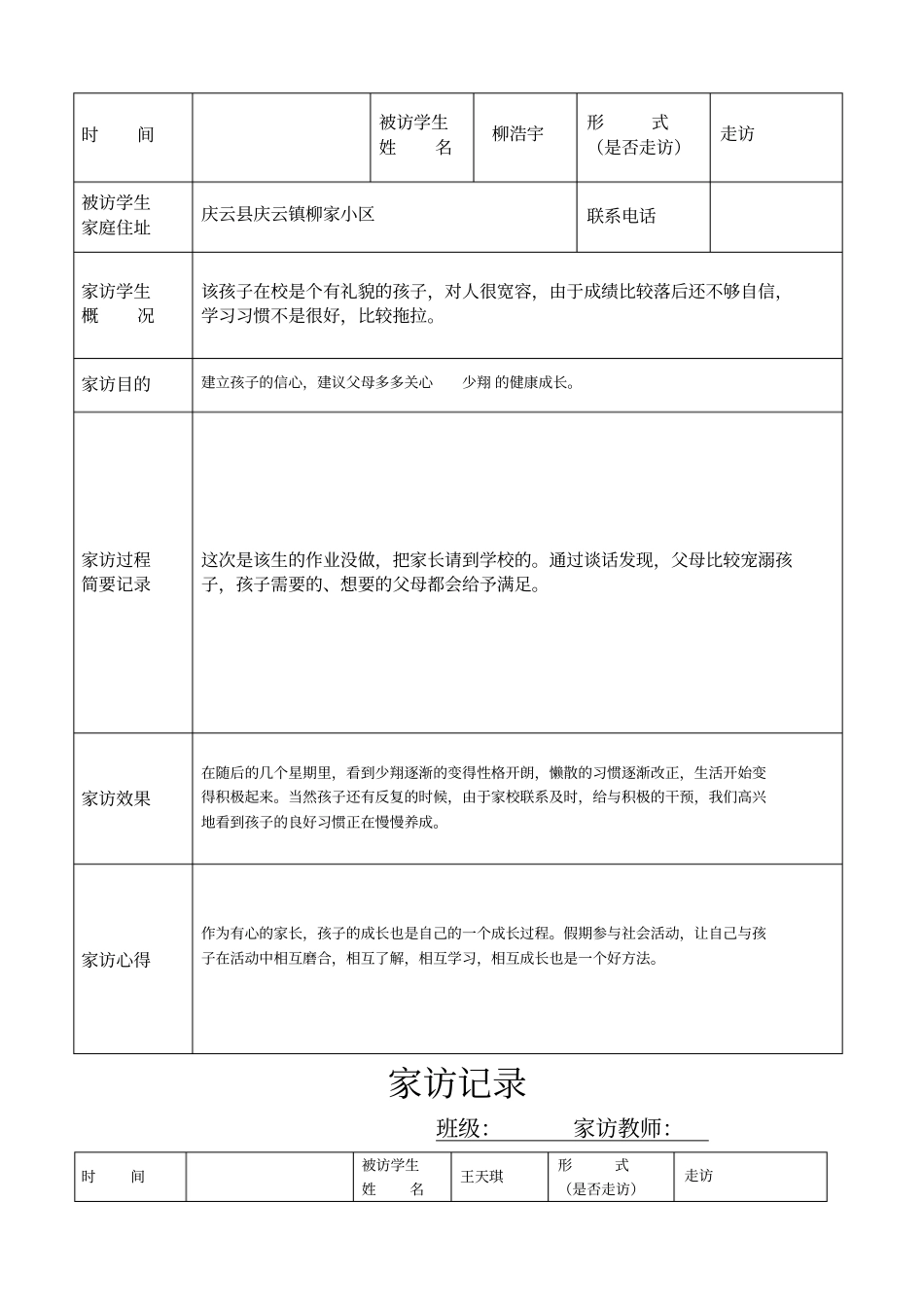 小学生家访记录表_第2页