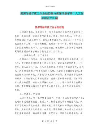 资深导游年度工作总结范例与资深导游年终个人工作总结范文汇编