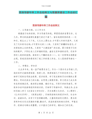 资深导游年终工作总结例文与资源库建设工作总结汇编