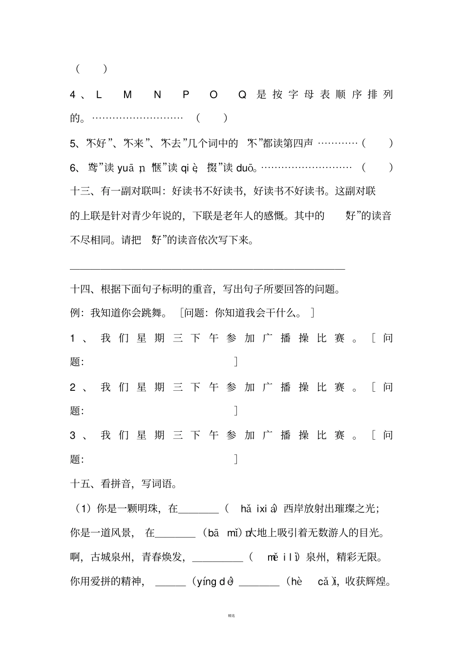 小学生小升初汉语拼音训练题经典版_第3页