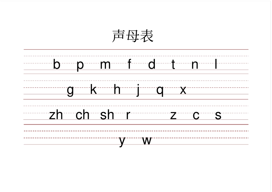 小学生带三线格拼音表全可编辑修改版_第1页