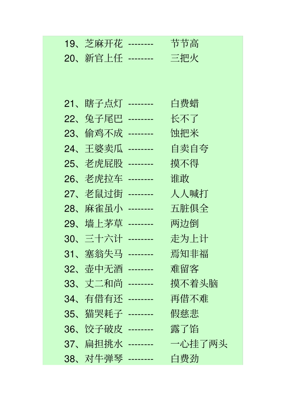 小学生必背歇后语100条_第2页