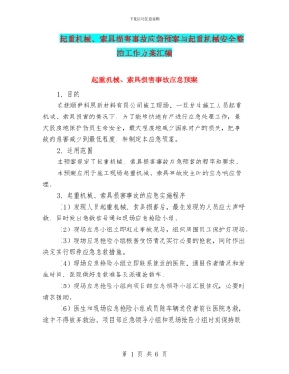 起重机械、索具伤害事故应急预案与起重机械安全整治工作方案汇编