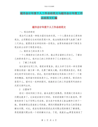 超市会计年度个人工作总结范文与超市会计年度工作总结范文汇编