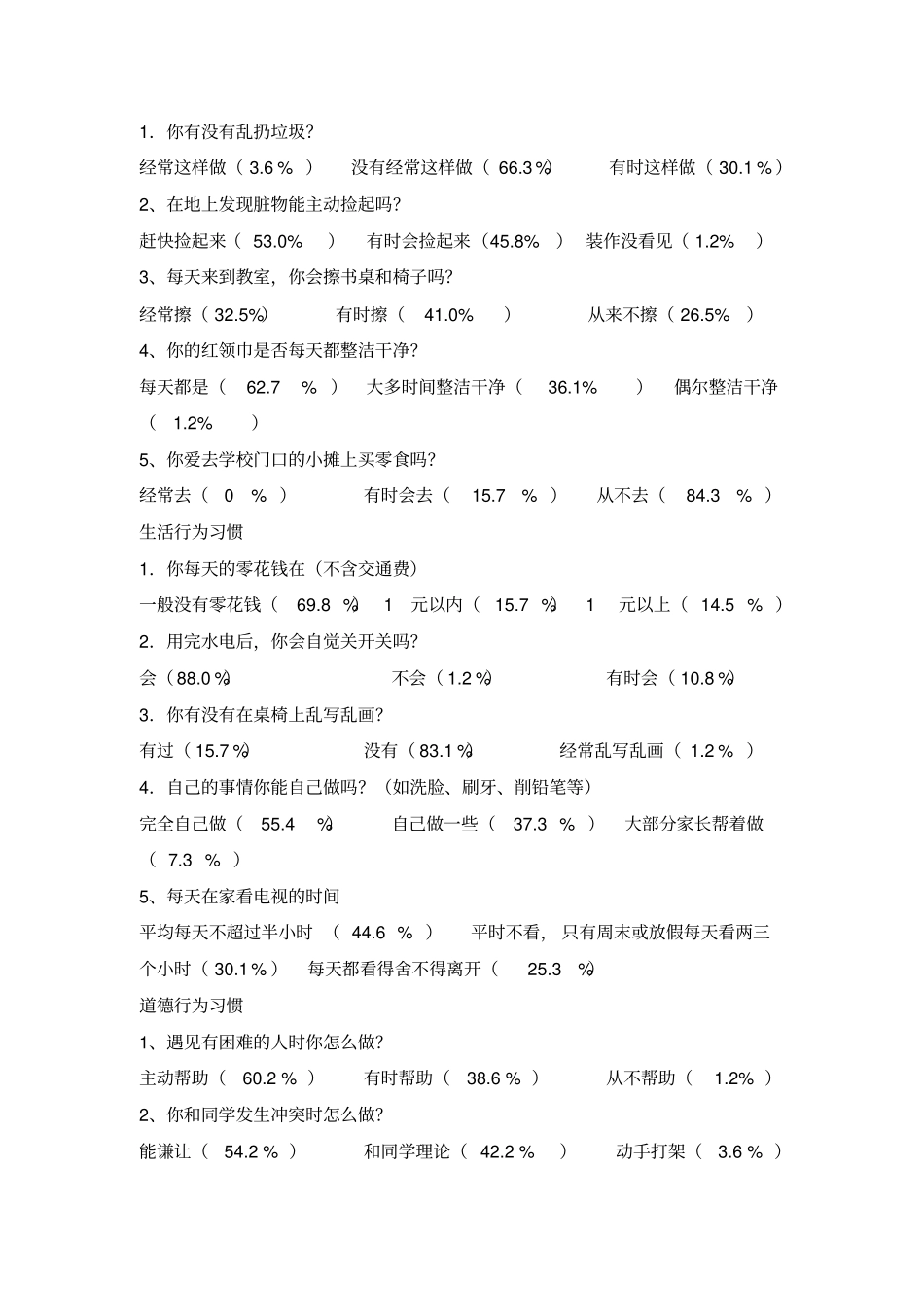 小学生行为习惯现状调查研究报告_第2页